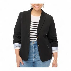 J.Crew Black Cotton‑Blend Two‑Button Blazer BP095 Buttons NWT $198 Career